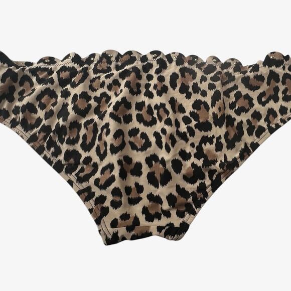 Kate Spade Crystal Cove Leopard Print Bikini Swim Bottom XL Studded Scallop Edge - Picture 3 of 9